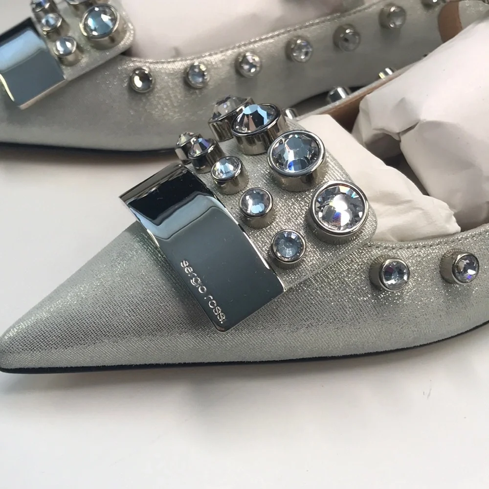 Sergio Rossi Silver Embellished Women's Shoes